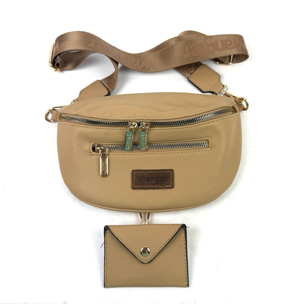 Wrangler Khaki Belt Bag Fanny Waist Pack Coin Pouch Brown‎ Travel Cowgirl New